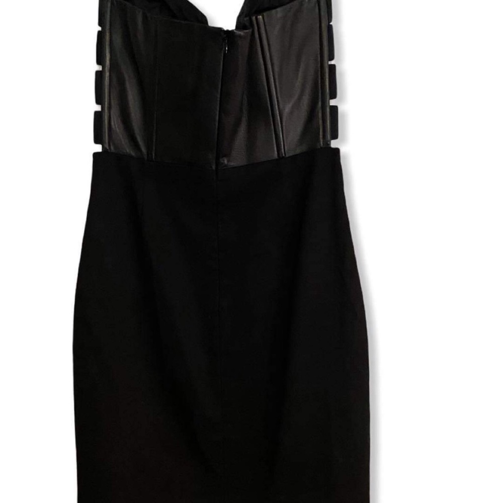 Mason Black Strapless Lambskin Mini Dress 0 - Picture 6 of 9